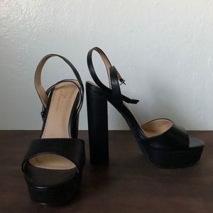 Oliva Open Toe Platform Black Heels